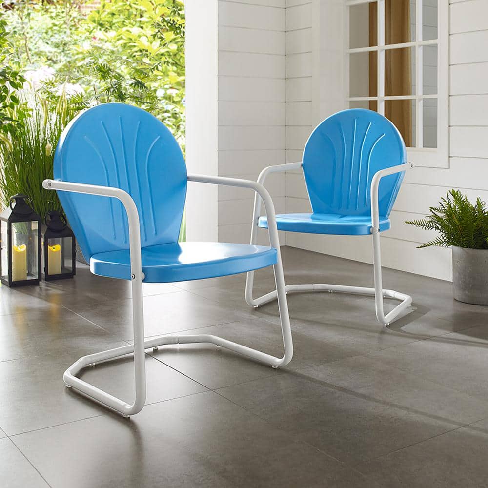 Sky Blue Griffith 34.5'' Sturdy Steel Outdoor Dining Chair