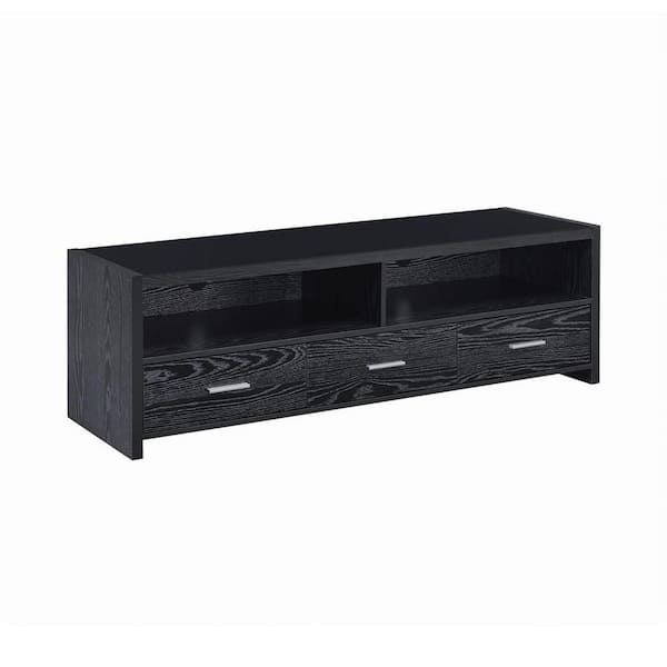Coaster 61 in. Black Wood TV Stand Fits TVs Up to 65 in. with No Additional Features