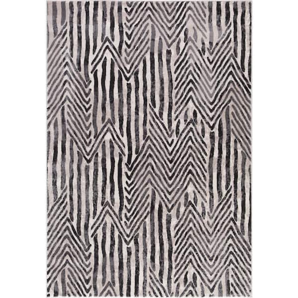 Concord Global Trading Lara Dancing Ivory 5 ft. x 8 ft. Stripes Area Rug