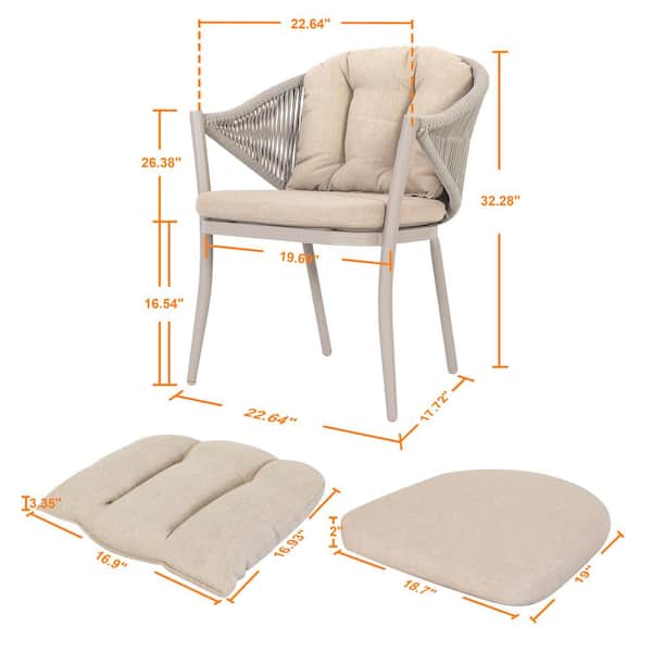 Nuu Garden Aluminum and Woven Rope Outdoor Arm Dining Chair