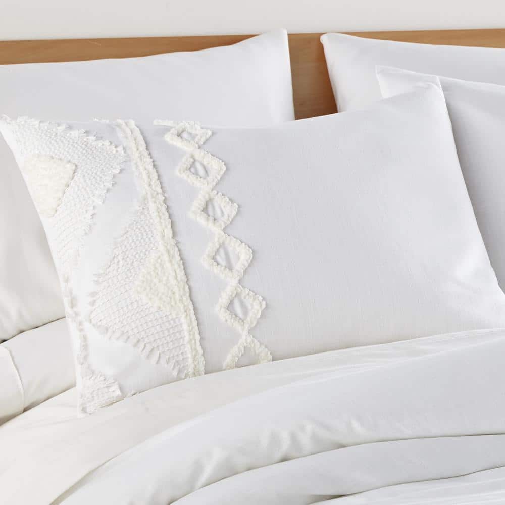Cream and White Cotton Jacquard Duvet Cover Set