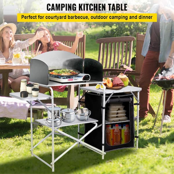 Outdoor Camping Foldable Table Storage Net Bag Picnic BBQ Kitchen
