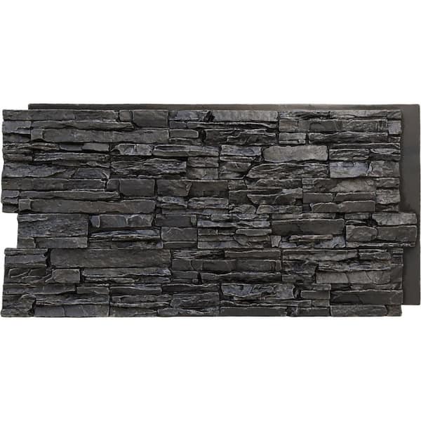 Ekena Millwork Canyon Ridge 45 3/4 in. x 1 1/4 in. Dark River Stacked Stone, StoneWall Faux Stone Siding Panel