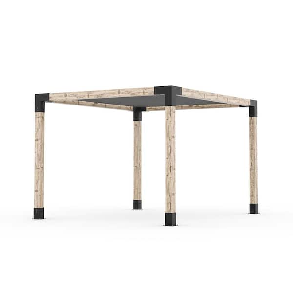 TOJA GRID 10 ft. x 12 ft. Pergola Kit with Graphite Shade Sail, for 6x6 Wood
