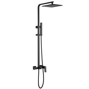 Single Handle 1-Spray Tub and Shower Faucet 1.8 GPM 10 in. Rain Exposed Shower System in Matte Black Valve Included