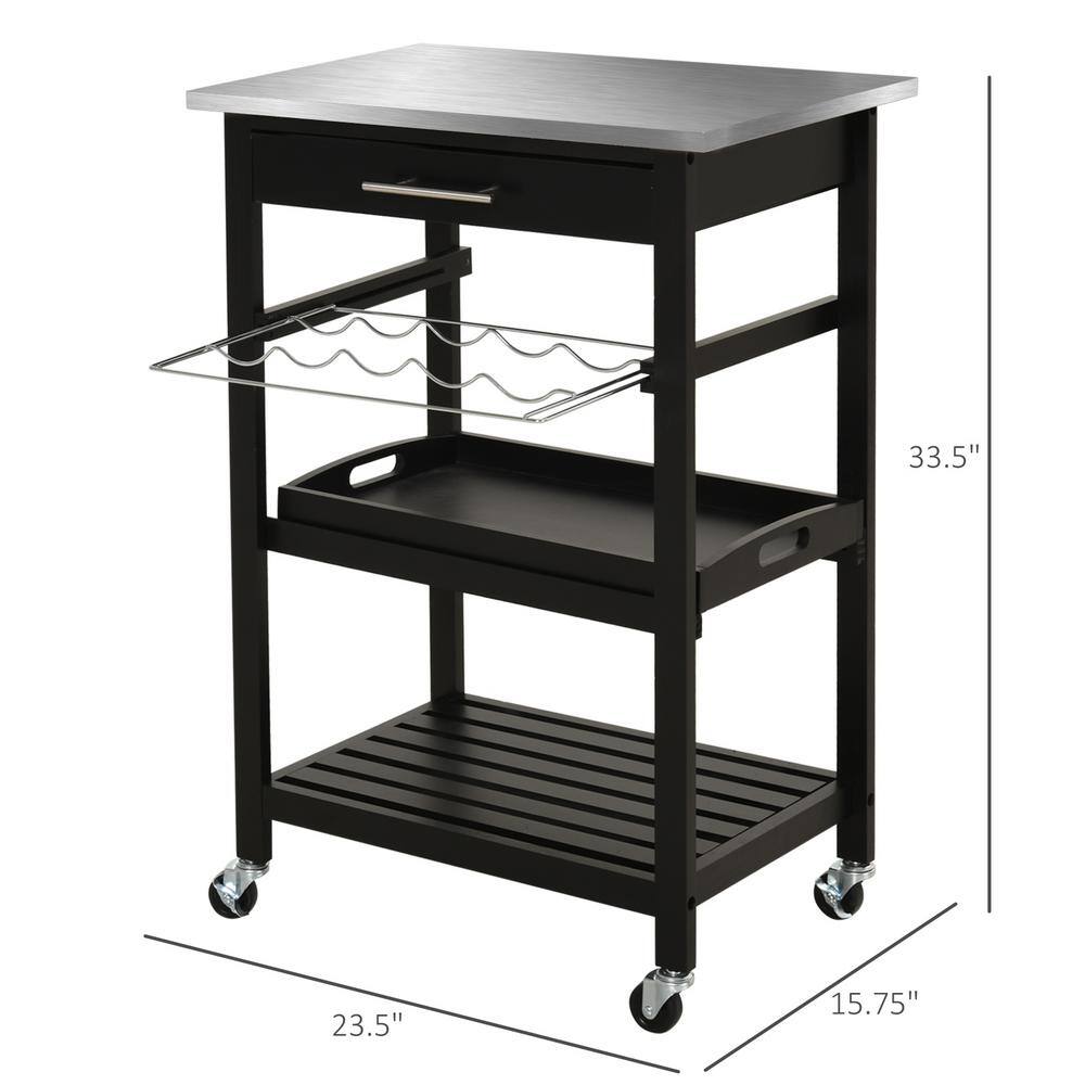 Stainless Steel Industrial Kitchen Cart with Wine Rack and Storage