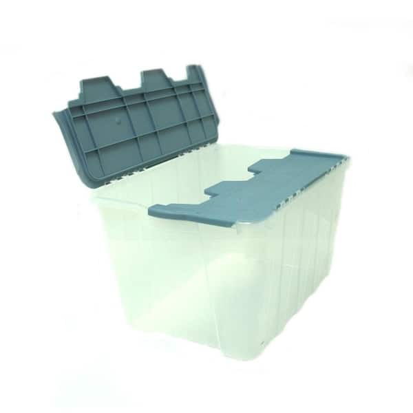 GSC Technologies 49 l Clear Flip-Top Storage Bin in Iris Turquoise