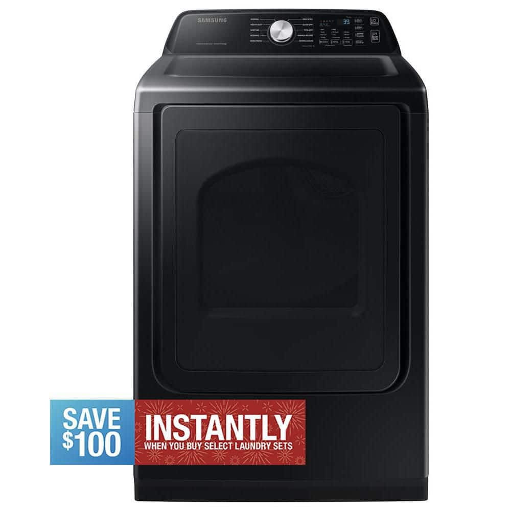 7.4 cu. ft. Vented Front Load Smart Electric Dryer with Sensor Dry in Brushed Black