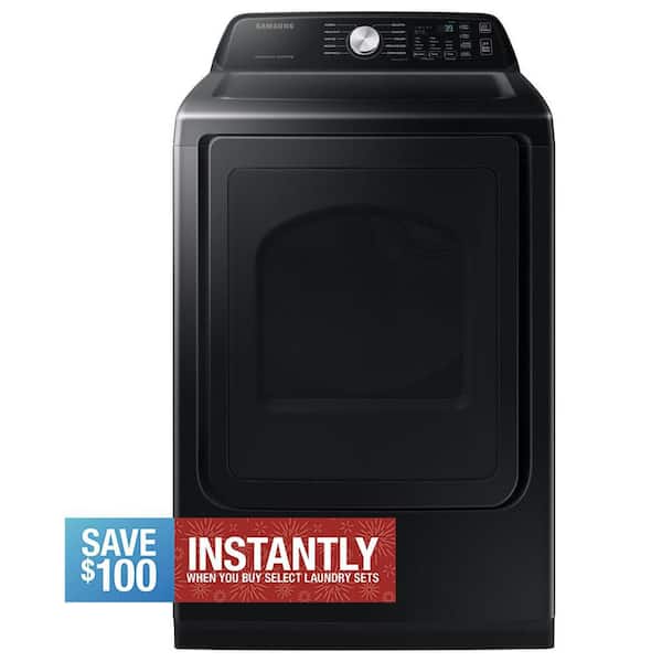 7.4 cu. ft. Vented Front Load Smart Electric Dryer with Sensor Dry in Brushed Black