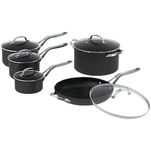 The Rock 10-Piece Aluminum Nonstick Cookware Set in Black Speckle