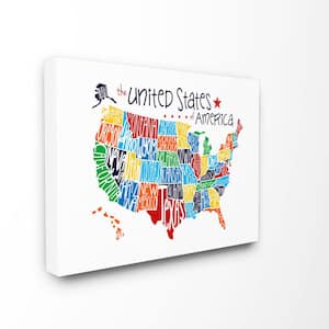 16 in. x 20 in. "Use Rainbow Typography Map On White Background" by Erica Billups Printed Canvas Wall Art