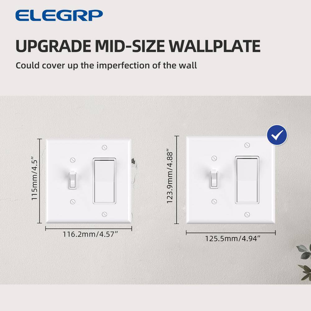 White Plastic 2-Gang Toggle and Decorator Wall Plate Set