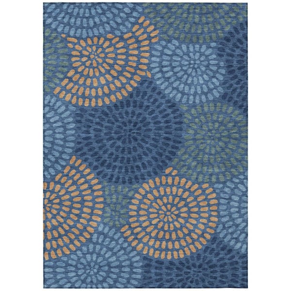 Chantille Machine Washable Indoor/Outdoor Abstract ACN2492 Navy 3 ft. x 4 ft. Area Rug