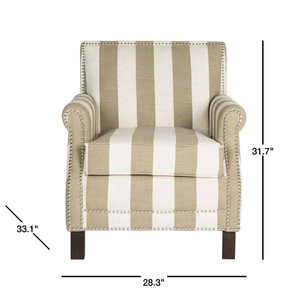 Easton Olive and White Striped Faux Leather Club Chair