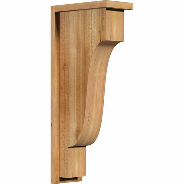 Ekena Millwork 6 in. x 12 in. x 28 in. Western Red Cedar Newport Rough Sawn Corbel with Backplate