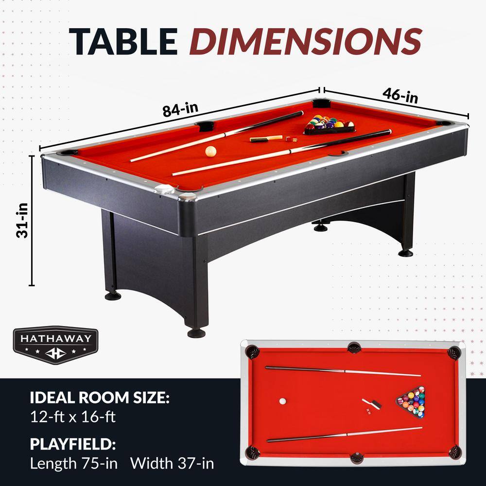 Hathaway 7-ft Black and Red Pool Table with Table Tennis Top