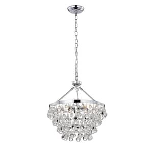 Omessa 5-Light Crystal Chrome Chandelier for Dining/Living Room, Bedroom, Foyer with No Bulbs Included