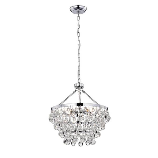 Omessa 5-Light Crystal Chrome Chandelier for Dining/Living Room, Bedroom, Foyer with No Bulbs Included