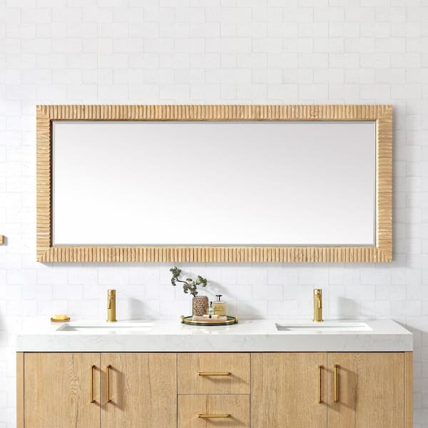 Osaka 72 in. W x 31.9 in. H Rectangular Wood Framed Wall Bathroom Art Mirror in Washed Ash Grey