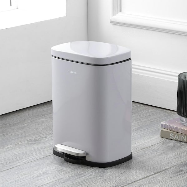 happimess HPM1006C Connor 13 gal. White Rectangular Trash Can with Soft-Close Lid and Free Mini Trash Can