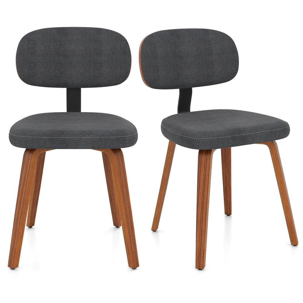 Chenille Fabric Upholstered Wooden Kitchen Chairs Set of 2-Dark Gray price history on PriceWatchPro