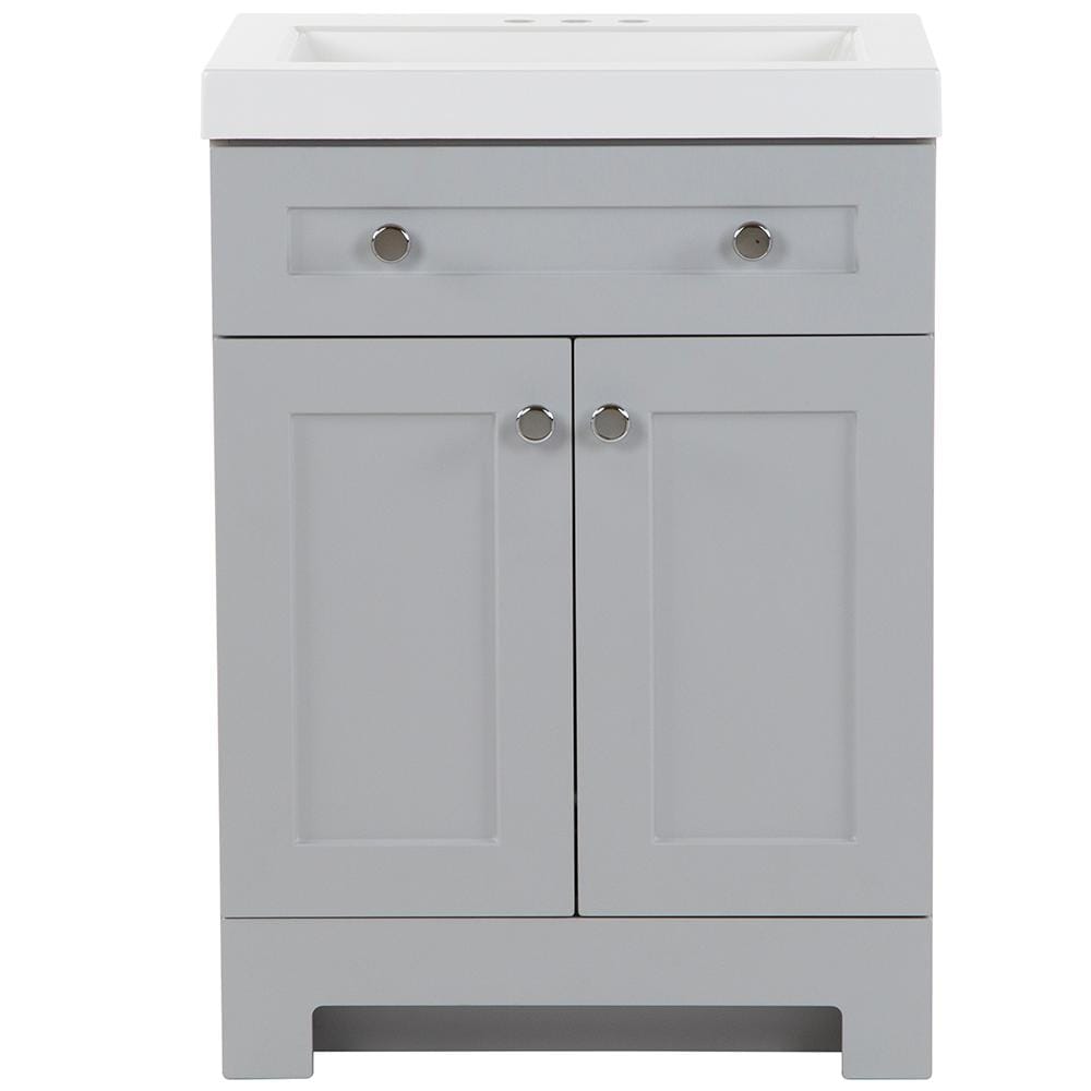 Glacier Bay Everdean 24 in. W x 19 in. D x 34 in. H Single Sink Bath Vanity in Pearl Gray with White Cultured Marble Top -  EV24P2-PG