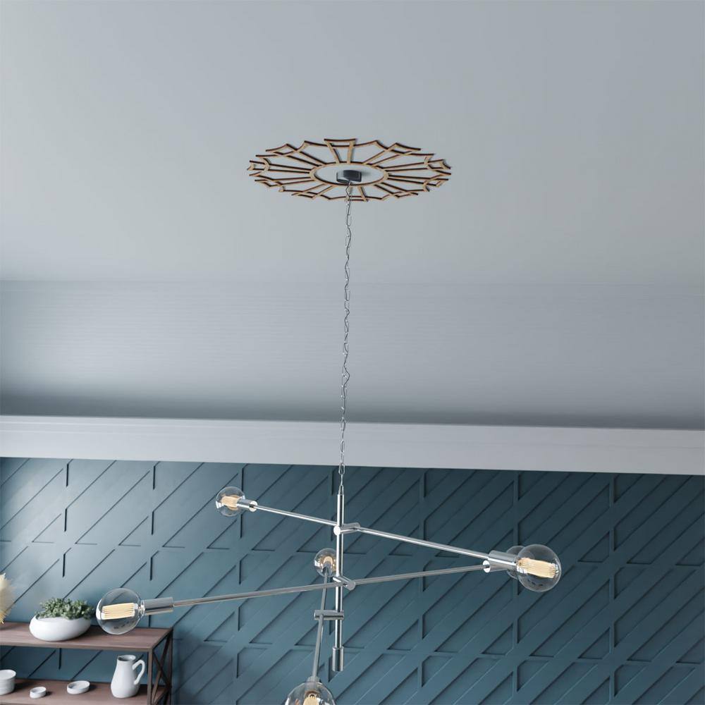 34" Red Oak Unfinished Wood Veneer Ceiling Medallion
