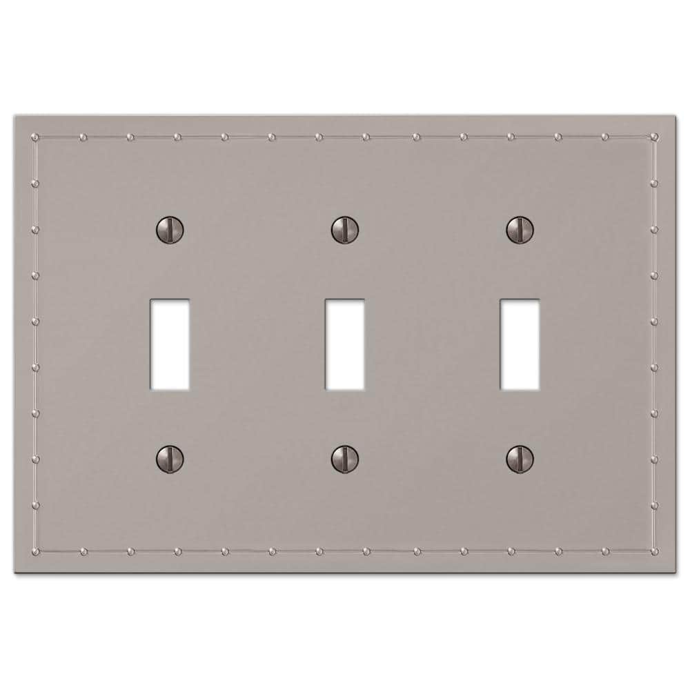 Rosa Satin Nickel 3-Gang Metal Toggle Wall Plate