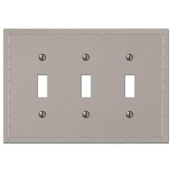Rosa 3 Gang Toggle Metal Wall Plate - Satin Nickel