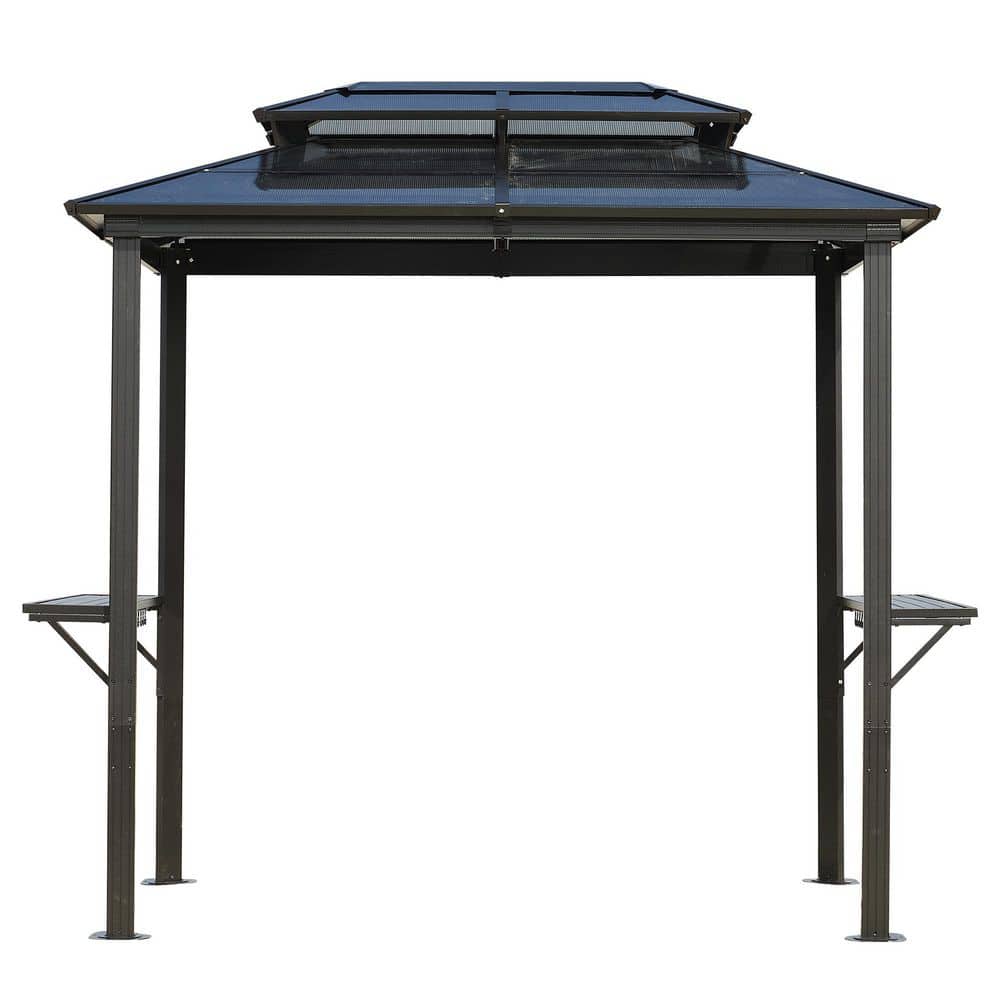 8 ft. x 5 ft. Gray Outdoor Grill Gazebo, Hardtop BBQ Gazebo with UV-Resista