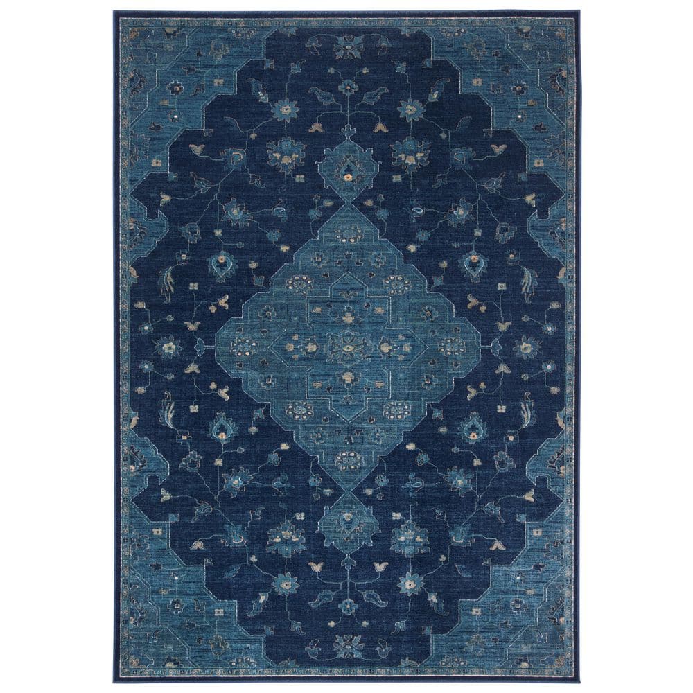 Vintage 5 ft. x 8 ft. Navy/Teal Medallion Floral Diamond Area Rug price history on PriceWatchPro
