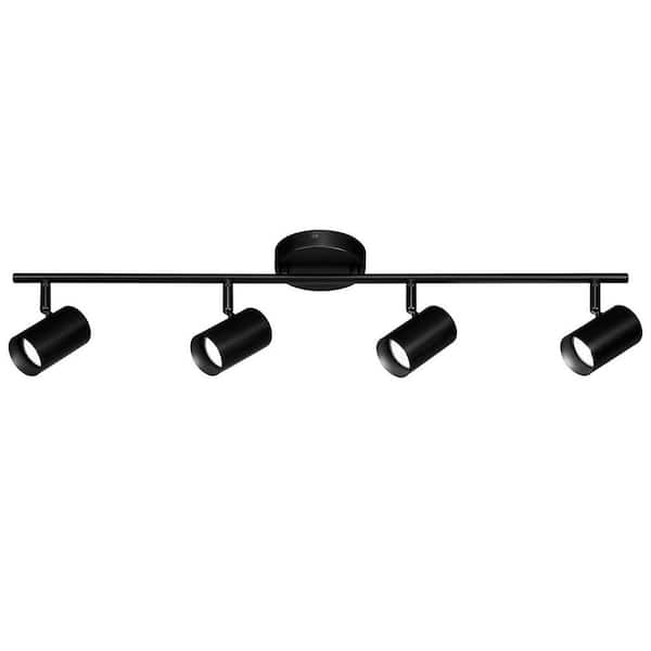 24W 24.1 in. Minimalist Black Track Lighting with 4 Adjustable LED Heads-Perfect for Kitchens, Living Rooms and Hallways