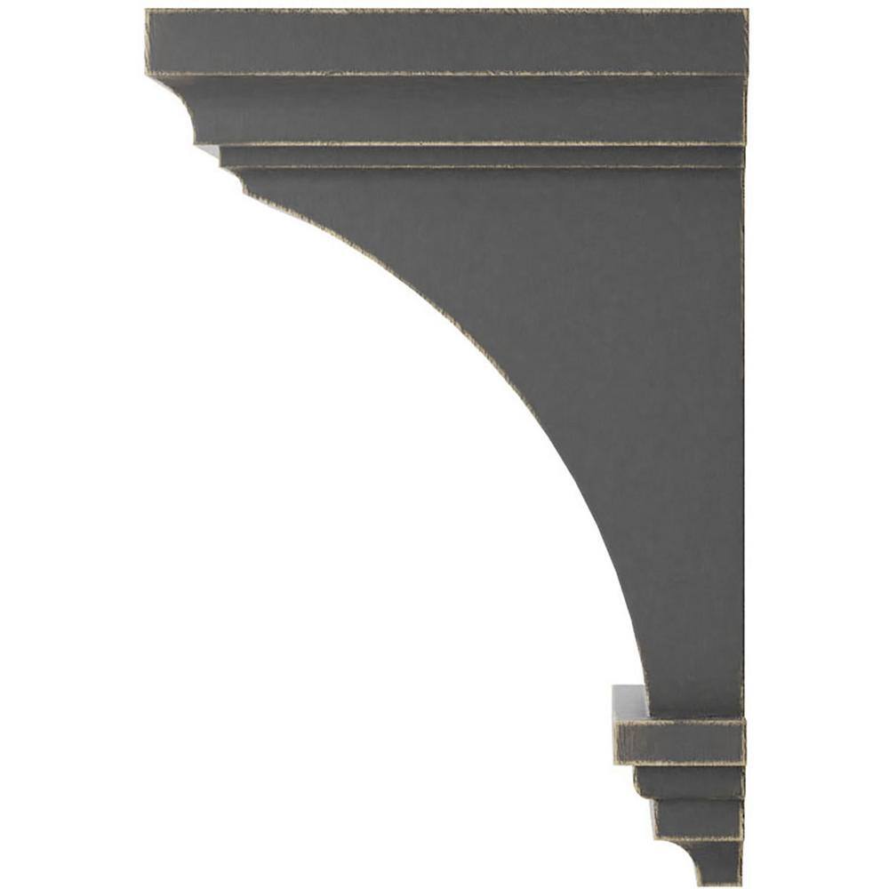 Medium Black Rubberwood Vintage Decor Corbel, 10" Height