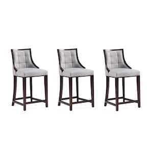 Fifth Ave 26 in. Light Grey Beech Wood Counter Height Bar Stool with Faux Leather Seat (Set of 3)