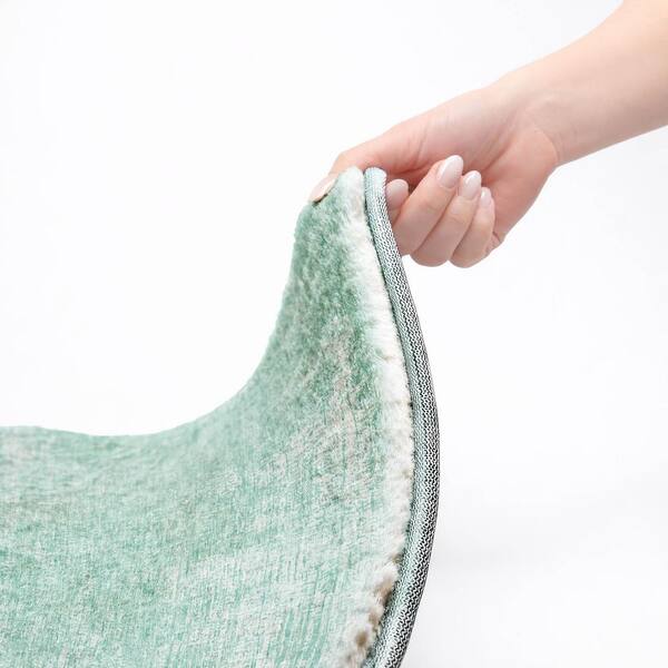 Dream Shag Premium Machine Washable Abstract ADS839 Turquoise 8 ft. x 10 ft. Area Rug