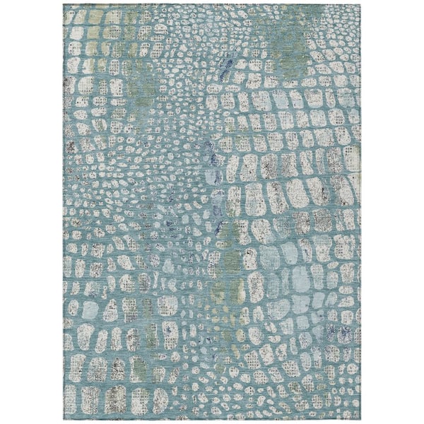 Chantille Machine Washable Indoor/Outdoor Abstract ACN3000 Teal 8 ft. x 10 ft. Area Rug