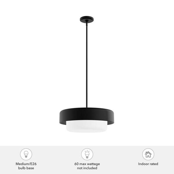 Hunter Station 3-Light Natural Iron Modern Frosted Glass Drum LED Medium Hanging Pendant Light