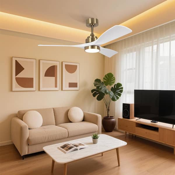 48 in. Gold Indoor Ceiling Fan with Light Remote Control, Quiet DC Motor 3 ABS Blade Ceiling Fans 6 Speed Levels