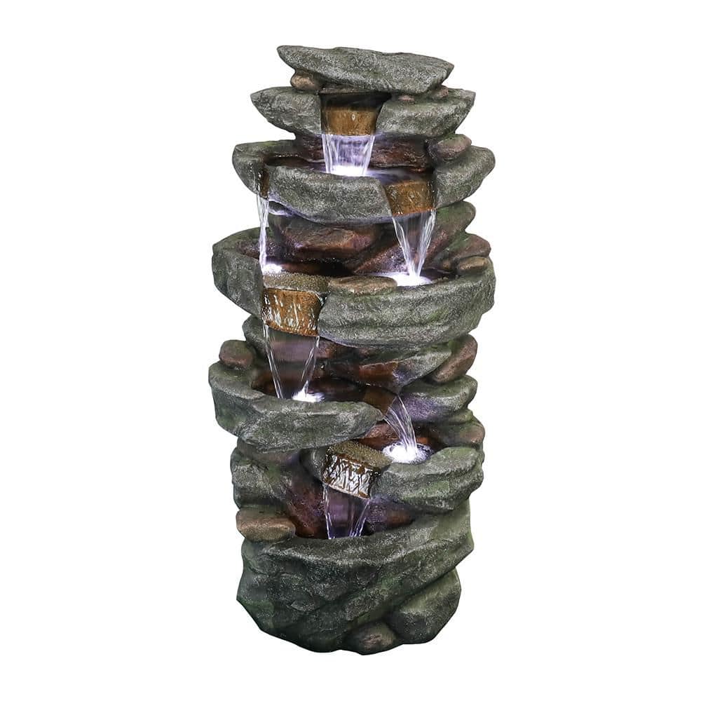 Modern Series 40.55 in. H Polyresin Tiered Fountain with 6-Tiers and Built-in LED Lights price history on PriceWatchPro