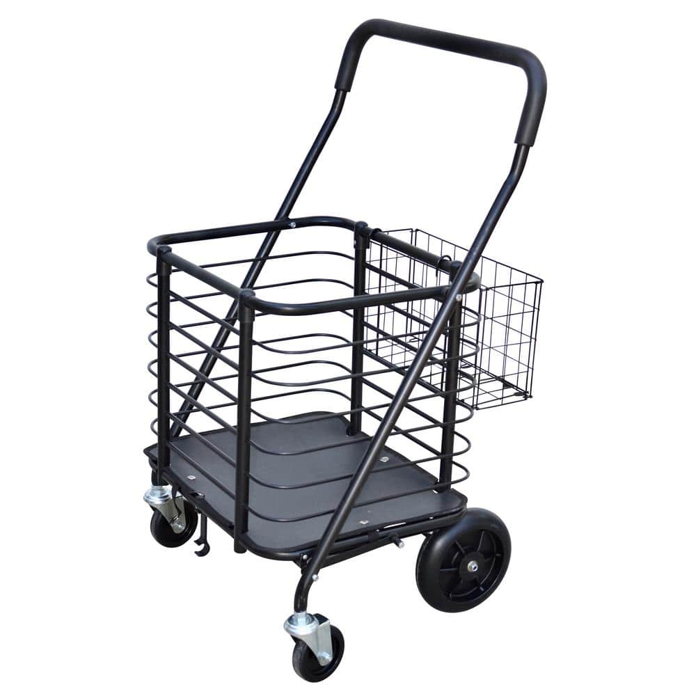 Folding Shopping Cart Jumbo Size Basket With Wheels for Laundry Travel Grocery for sale online