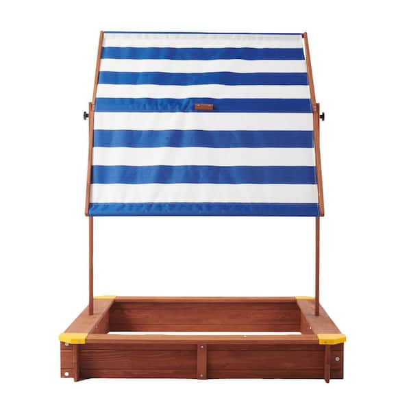 3.87 ft. W x 3.87 ft. L Wood Square Sandbox with Adjustable Canopy