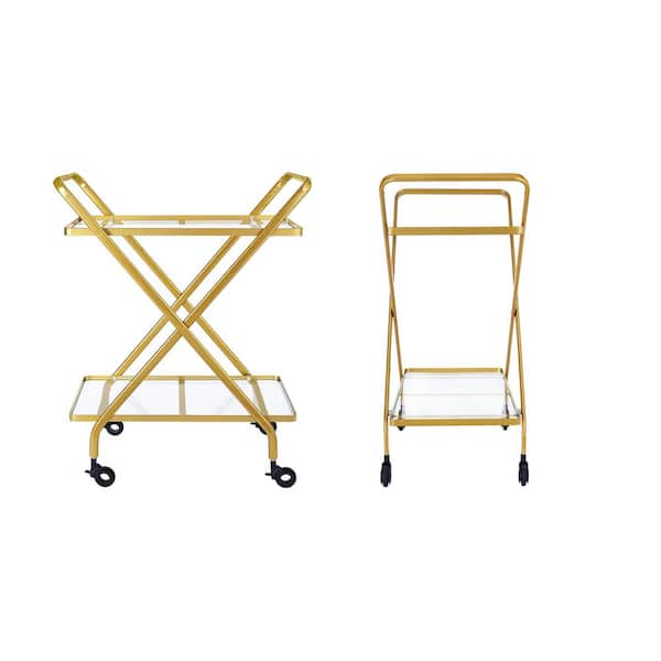 LTMATE Modern Metal Serving Cart Rolling Wine Bar Cart 2-Tier
