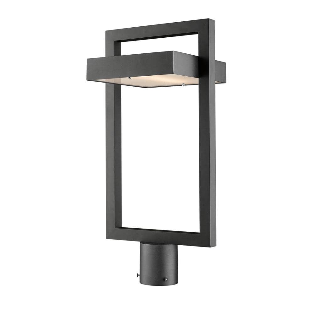 Luttrel 1-Light 21.62 in. Black Aluminum Hardwired Outdoor Post Light with 