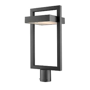 Luttrel 1-Light 21.62 in. Black Aluminum Hardwired Outdoor Post Light with Round Standard Fitter with Integrated LED