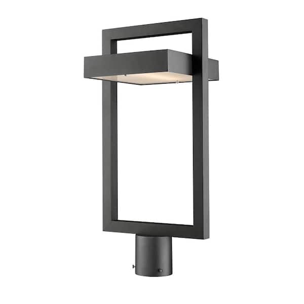 Filament Design Luttrel 1-Light 21.62 in. Black Aluminum Hardwired Outdoor Post Light with Round Standard Fitter with Integrated LED