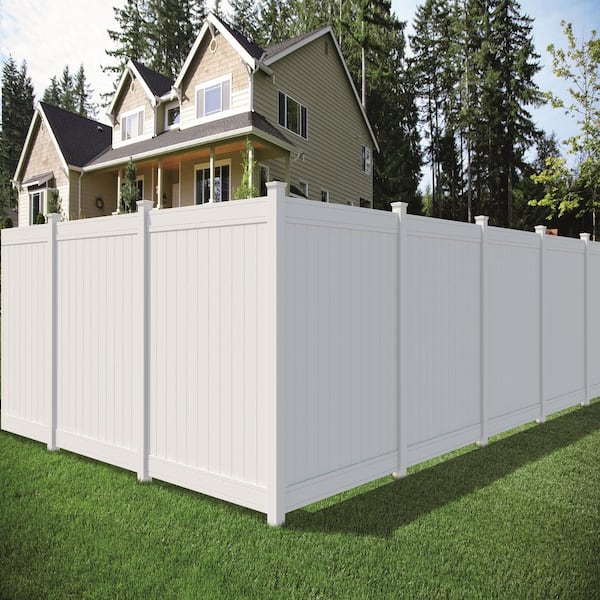Outdoor Essentials Woodbridge 6-ft H x 5-in W White Vinyl Line Fence Post (Assembled)