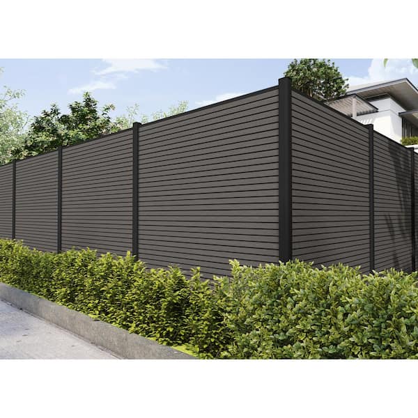 UltraEasy Fencing 6 ft. H x 6 ft. W Argentinian Silver Gray Composite Horizontal Fence Section with Black Frame