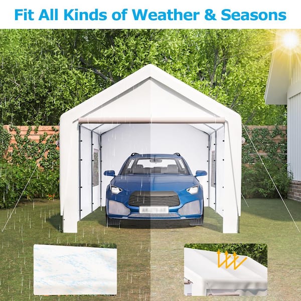 Unbranded 10 ft. x 20 ft. Outdoor Heavy-Duty boat Shed Garage Carports, with Removable Sides and Roll up Ventilation Windows