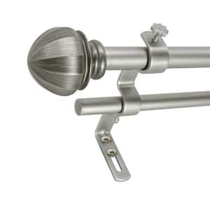 Facet Ball 48 in. - 86 in. Adjustable Double Curtain Rod 5/8 in. in Antique Silver with Finial