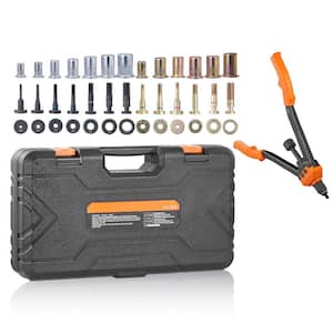 16 in. Rivet Nut Tool, 186-Piece Rivet Nuts, Labor-Saving Rivnut Tool Kit with 13-Piece Metric & SAE Mandrels